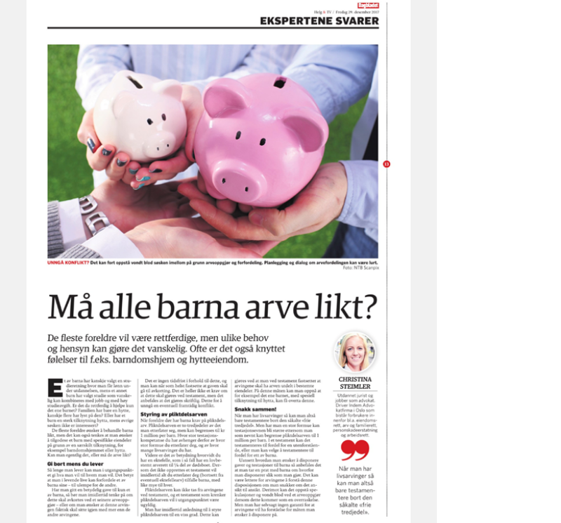 Bilde av artikkel i Dagbladet HELG