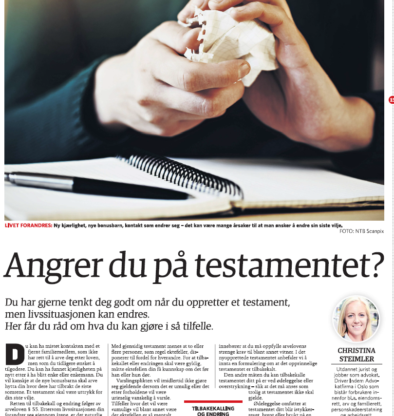 Bilde av artikkel fra Dagbladet HELG